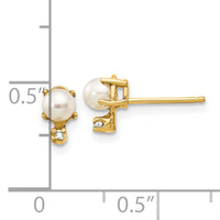 14k Diamond & FW Cultured Pearl Birthstone Earrings-XBE185