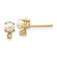 14k Diamond & FW Cultured Pearl Birthstone Earrings-XBE185