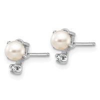 14K White Gold Diamond and FW Cultured Pearl Birthstone Earrings-XBE185W