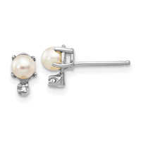 14K White Gold Diamond and FW Cultured Pearl Birthstone Earrings-XBE185W