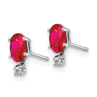 14K White Gold Diamond and Ruby Birthstone Earrings-XBE186W
