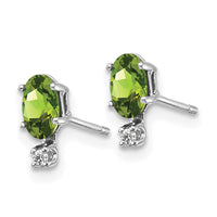 14K White Gold Diamond and Peridot Birthstone Earrings-XBE187W