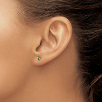14K White Gold Diamond and Peridot Birthstone Earrings-XBE187W