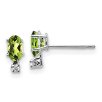 14K White Gold Diamond and Peridot Birthstone Earrings-XBE187W