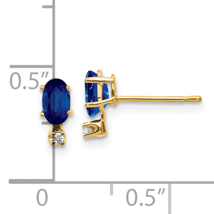 14k Diamond & Sapphire Birthstone Earrings-XBE188