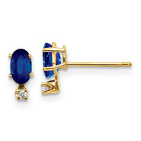 14k Diamond & Sapphire Birthstone Earrings-XBE188