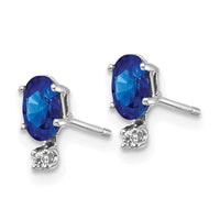 14K White Gold Diamond and Sapphire Birthstone Earrings-XBE188W