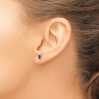 14K White Gold Diamond and Sapphire Birthstone Earrings-XBE188W