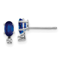 14K White Gold Diamond and Sapphire Birthstone Earrings-XBE188W