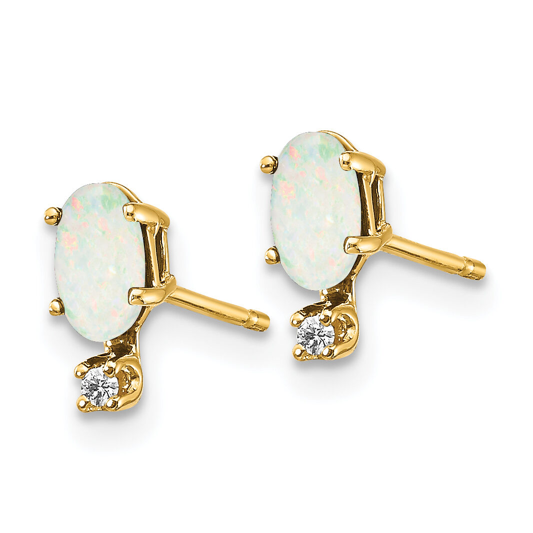 14k Diamond & Opal Birthstone Earrings-XBE189