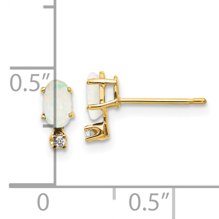 14k Diamond & Opal Birthstone Earrings-XBE189