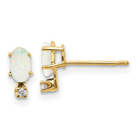14k Diamond & Opal Birthstone Earrings-XBE189