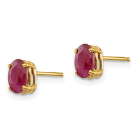 14k 6x4 Oval July/Ruby Post Earrings-XBE19