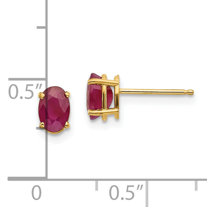 14k 6x4 Oval July/Ruby Post Earrings-XBE19