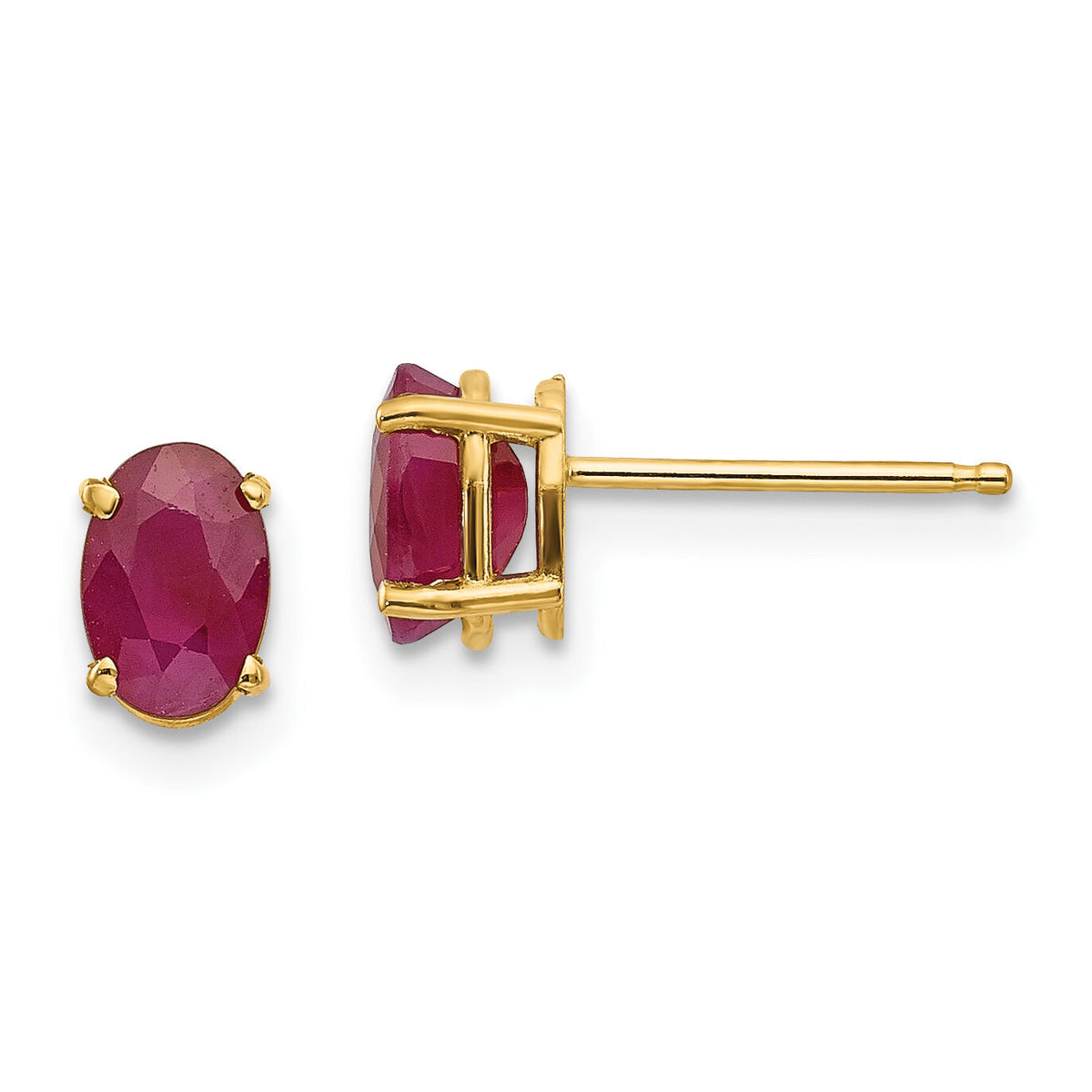 14k 6x4 Oval July/Ruby Post Earrings-XBE19