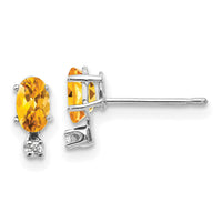 14K White Gold Diamond and Citrine Birthstone Earrings-XBE190W
