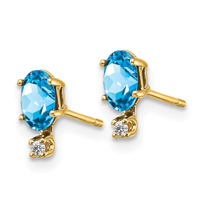 14k Diamond & Blue Topaz Birthstone Earrings-XBE191