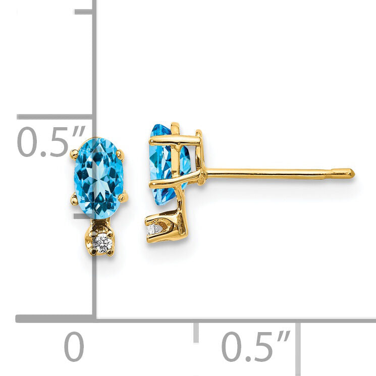 14k Diamond & Blue Topaz Birthstone Earrings-XBE191