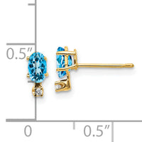 14k Diamond & Blue Topaz Birthstone Earrings-XBE191