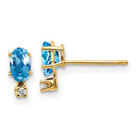 14k Diamond & Blue Topaz Birthstone Earrings-XBE191