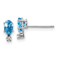 14K White Gold Diamond and Blue Topaz Birthstone Earrings-XBE191W