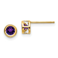 14k 4mm Bezel February/Amethyst Post Earrings-XBE2