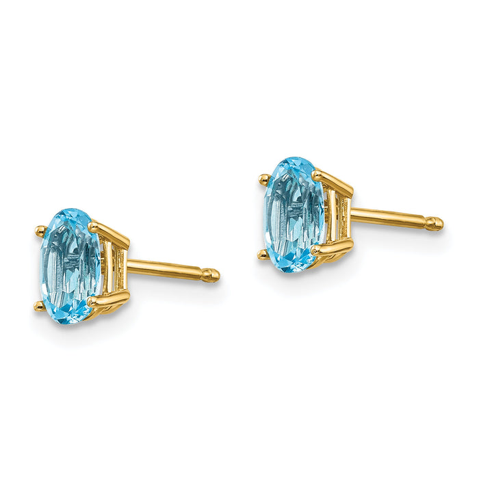 14k 6x4 Oval December/Blue Topaz Post Earrings-XBE24
