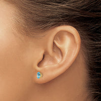 14k 6x4 Oval December/Blue Topaz Post Earrings-XBE24