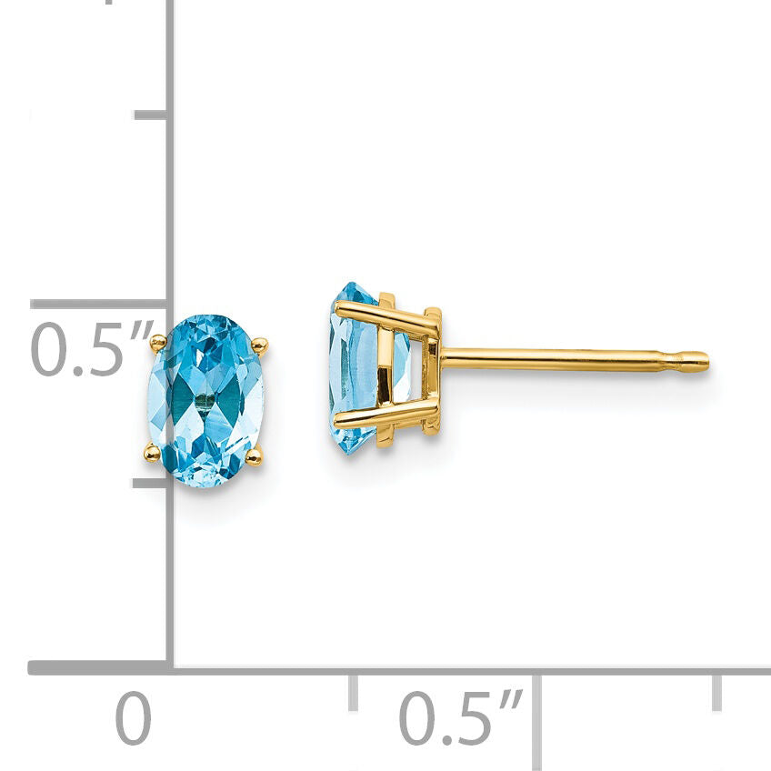 14k 6x4 Oval December/Blue Topaz Post Earrings-XBE24