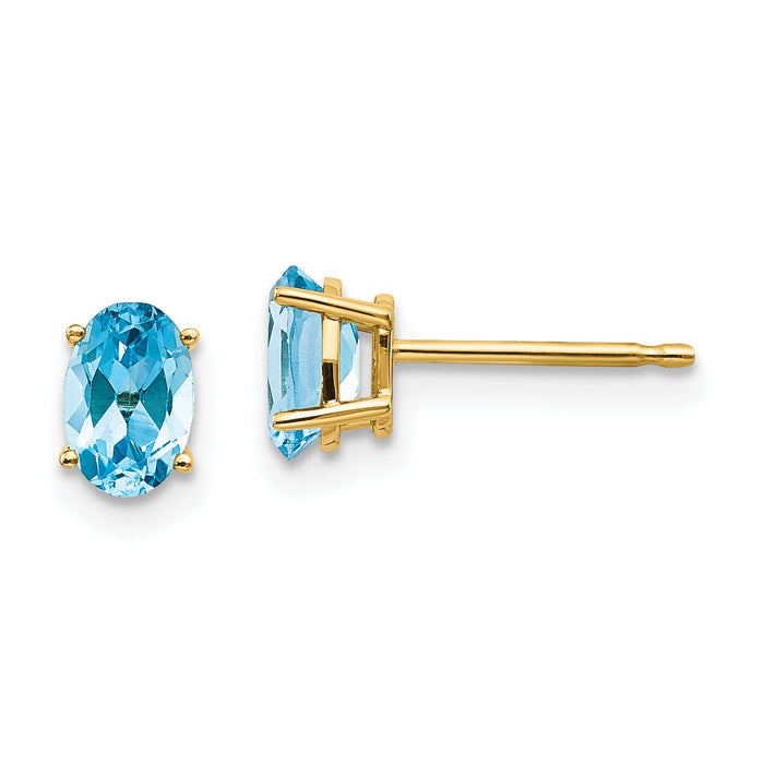 14k 6x4 Oval December/Blue Topaz Post Earrings-XBE24