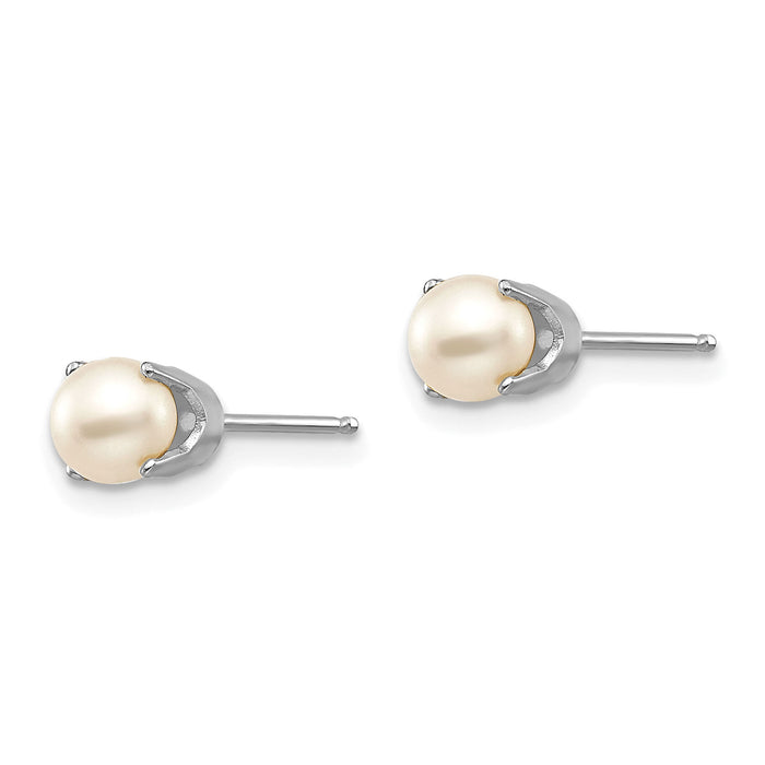 14k White Gold 5mm FW Cultured Pearl Stud Earrings-XBE240