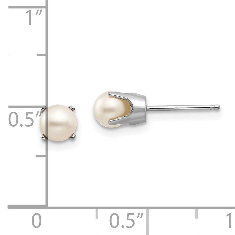 14k White Gold 5mm FW Cultured Pearl Stud Earrings-XBE240