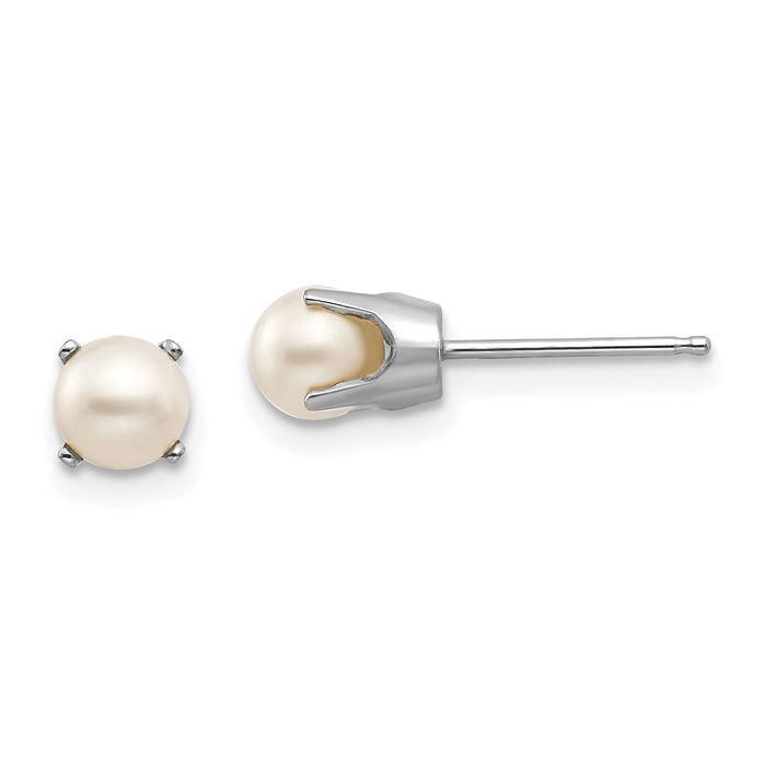 14k White Gold 5mm FW Cultured Pearl Stud Earrings-XBE240