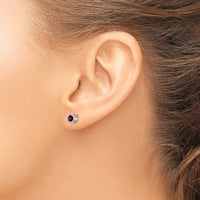 14k White Gold 4mm Bezel January/Garnet Post Earrings-XBE241