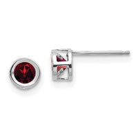 14k White Gold 4mm Bezel January/Garnet Post Earrings-XBE241