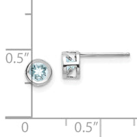 14k White Gold 4mm Bezel March/Aquamarine Post Earrings-XBE243