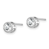 14k White Gold 4mm Bezel April/White Topaz Post Earrings-XBE244