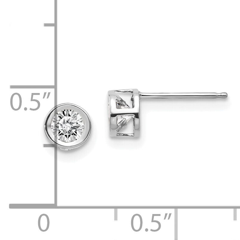 14k White Gold 4mm Bezel April/White Topaz Post Earrings-XBE244