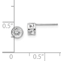 14k White Gold 4mm Bezel April/White Topaz Post Earrings-XBE244