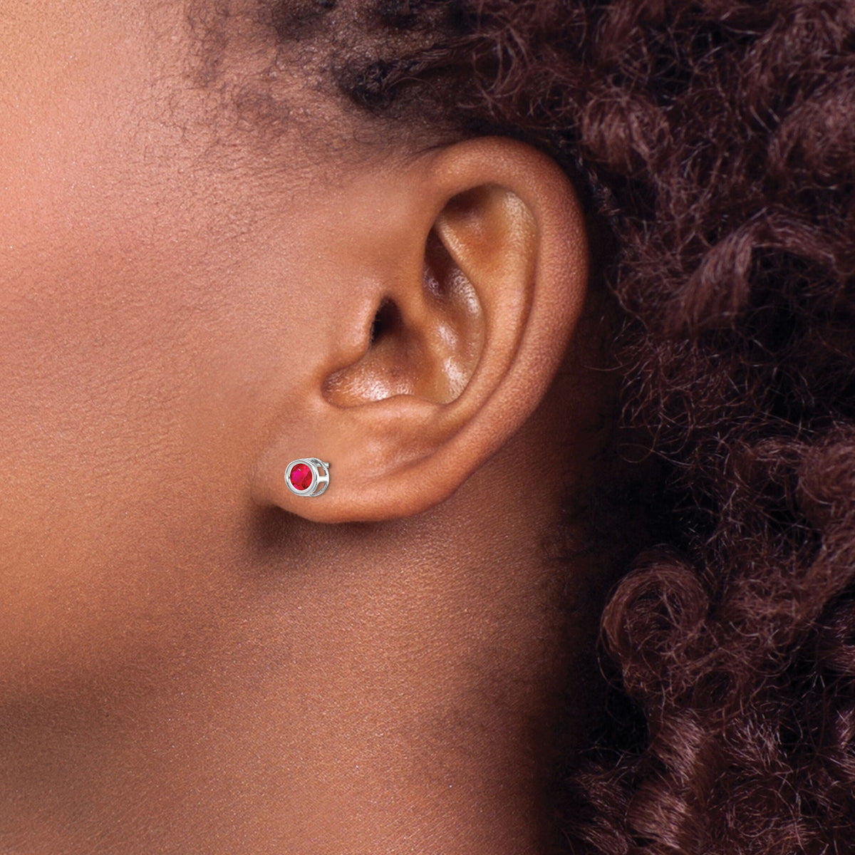 14k White Gold 4mm July Ruby Earrings-XBE247