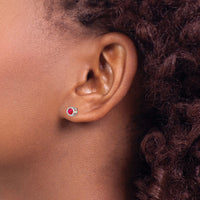14k White Gold 4mm July Ruby Earrings-XBE247