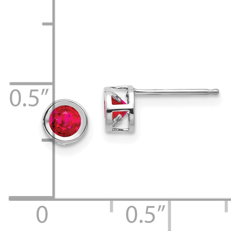 14k White Gold 4mm July Ruby Earrings-XBE247