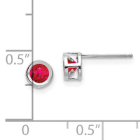 14k White Gold 4mm July Ruby Earrings-XBE247