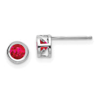 14k White Gold 4mm July Ruby Earrings-XBE247