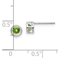 14k White Gold 4mm Bezel August/Peridot Post Earrings-XBE248
