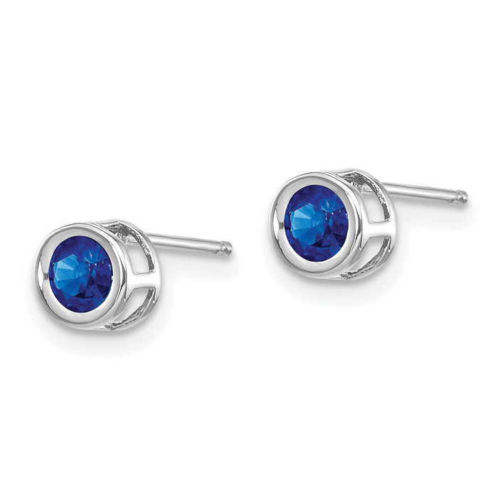 14k White Gold 4mm September Sapphire Earrings-XBE249