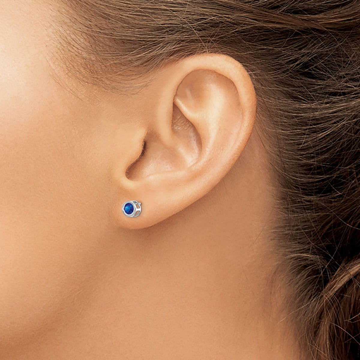14k White Gold 4mm September Sapphire Earrings-XBE249