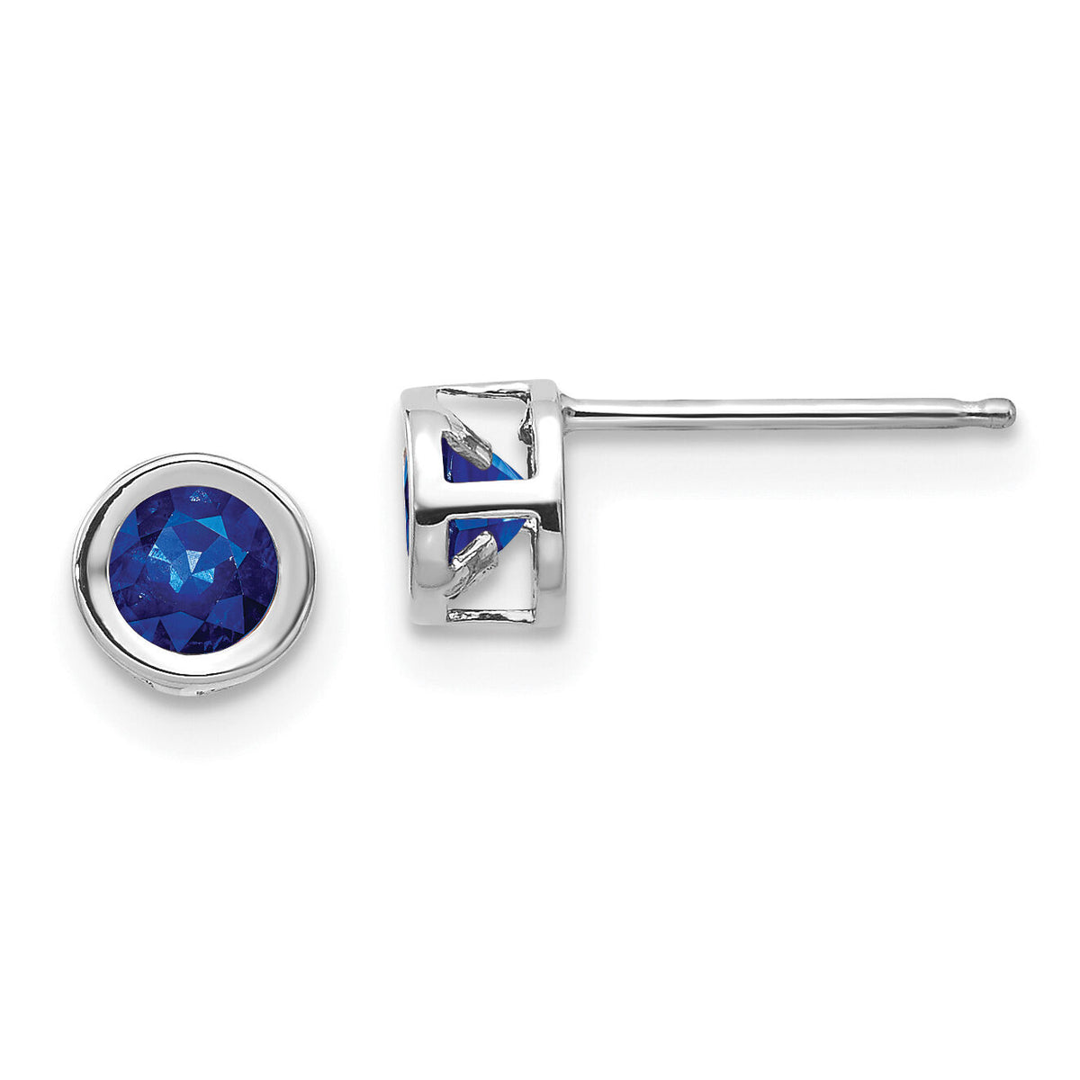 14k White Gold 4mm September Sapphire Earrings-XBE249