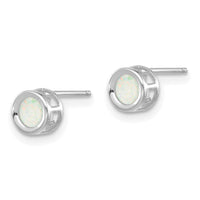 14k White Gold 4mm Bezel October/Opal Post Earrings-XBE250