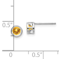 14k White Gold November 4mm Citrine Earrings-XBE251